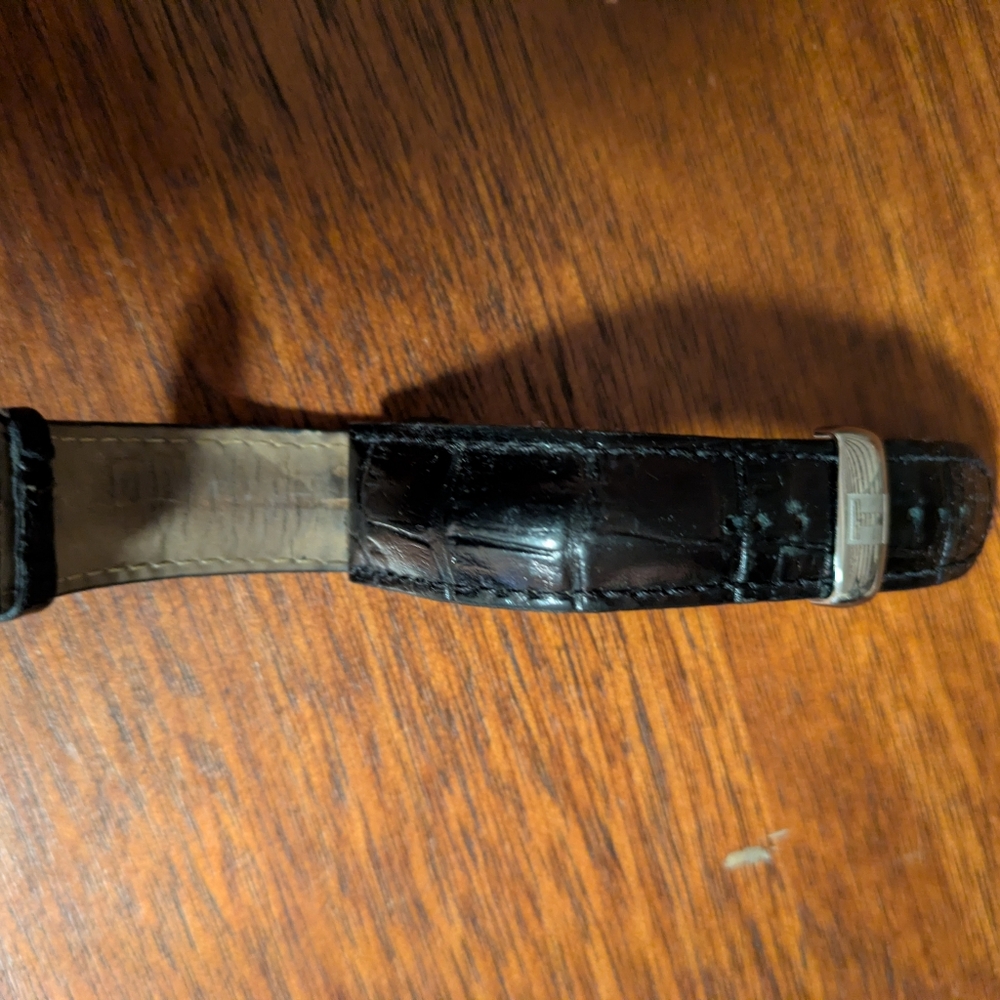 Black Croc-Embossed Leather Watch Strap